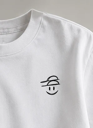 Hat on Hat prototype tee: Classic, White tee, left chest